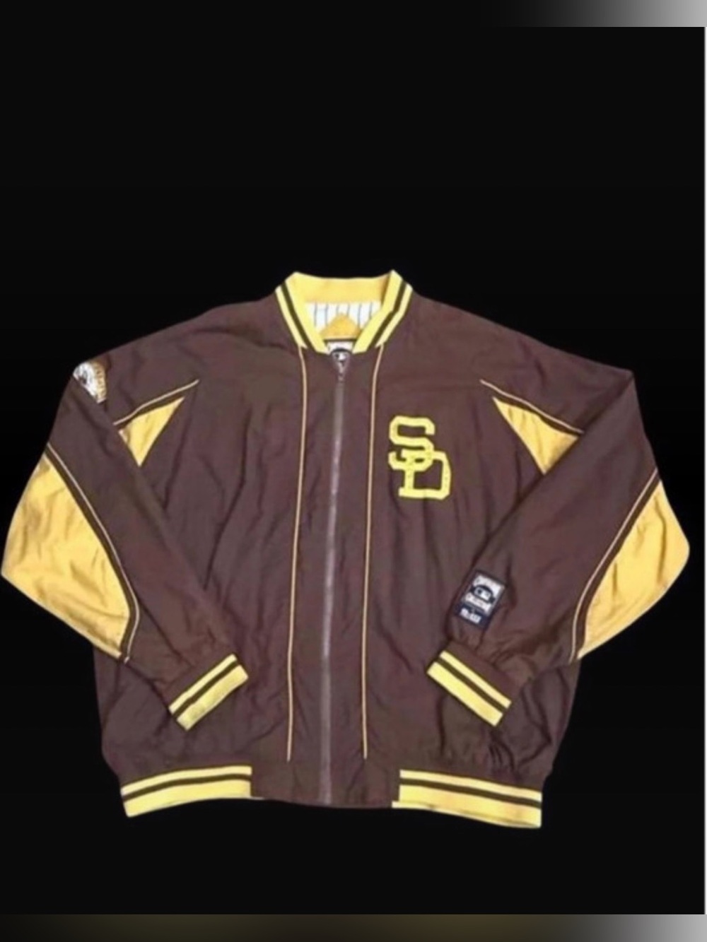 Vintage San Diego Padres Jacket MLB Cooperstown Collection Brown Yellow Baseball